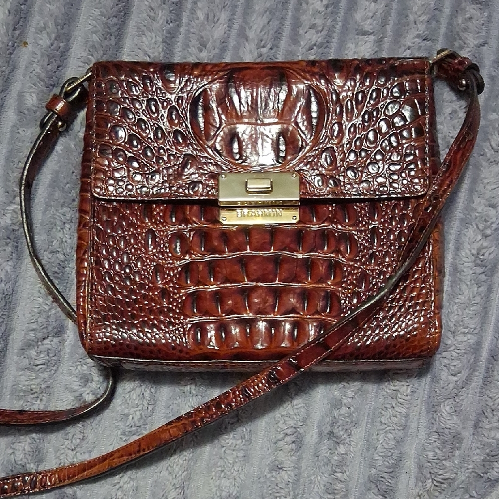 Brahmin Rich Brown Crocodile Crossbody Bag